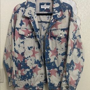Denim Star-Patterned Jean Jacket